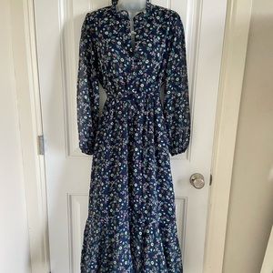 NWT Banana Republic Navy Floral Button Down Dress MIDI
